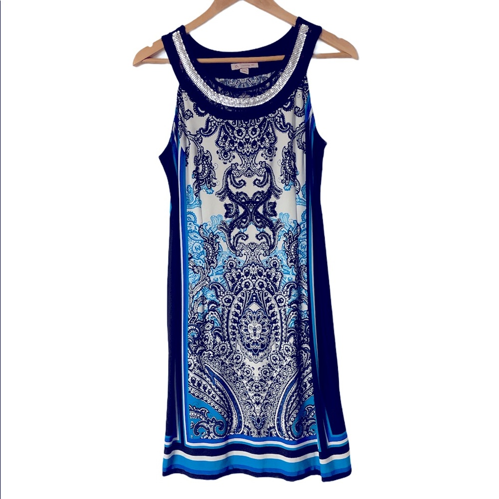 🌹2 for $20 Classy exotic pattern blue tone dress